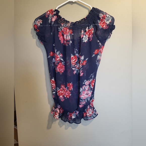 Dynamite Navy Floral Top, Size Small - Picture 2 of 4